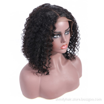 Wig Vendors Wholesale Afro Kinky Curly Bob Lace Front Wig Natural 1b Color Peruvian Cuticle Aligned Virgin Hair Short Bob Cut